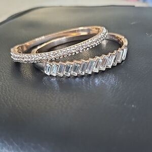 Elegant Rose Gold and Silver Bangle Set